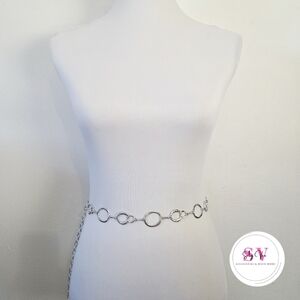 Silver Chain Belt with Circle Accents